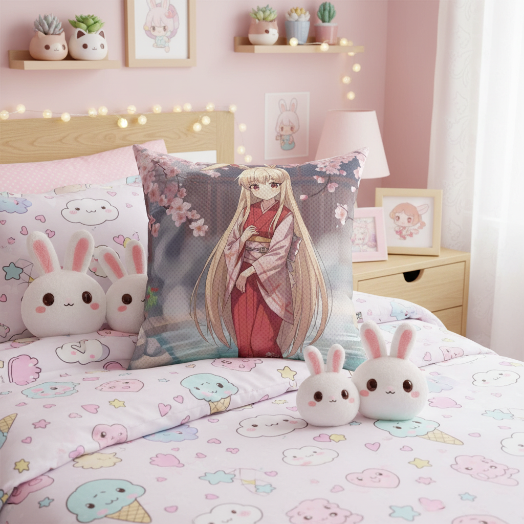 Décoration Anime Otaku Coussin Waifu - Ambiance Kawaii: mug illustré avec motif Sakura et personnage Waifu, collection Décoration Anime Otaku Coussin Waifu