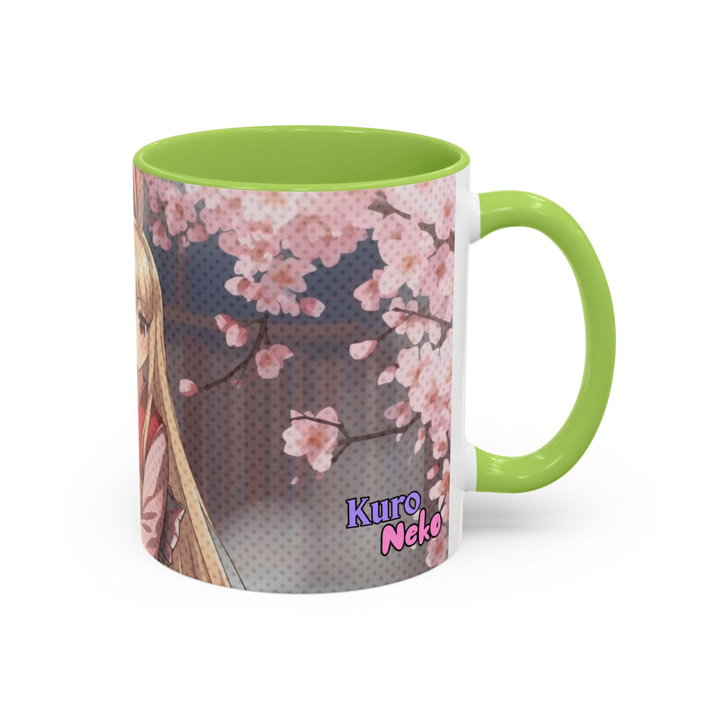 Tasse anime HARU bunny girl VERT PASTEL 330ml vue de profil poignée ergonomique