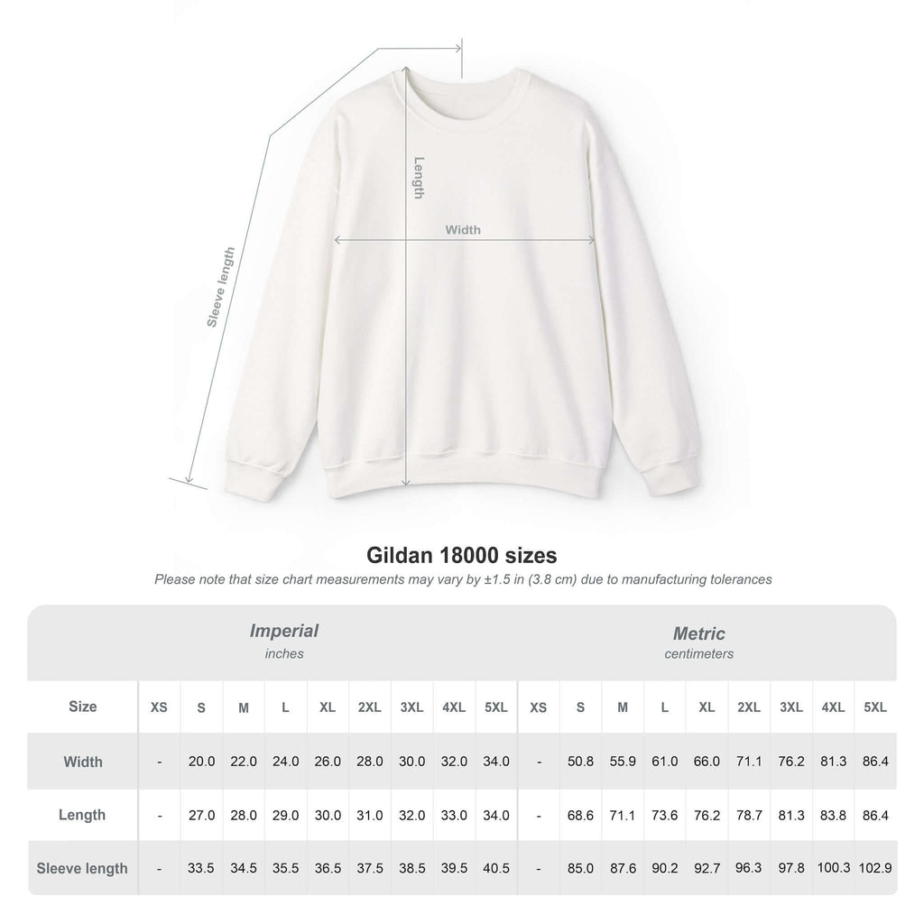 Sweatshirt Anime HARU Muse Chibi Pique-nique Sakura size chart with measurements in inches and centimeters, Kuro Neko Shop.