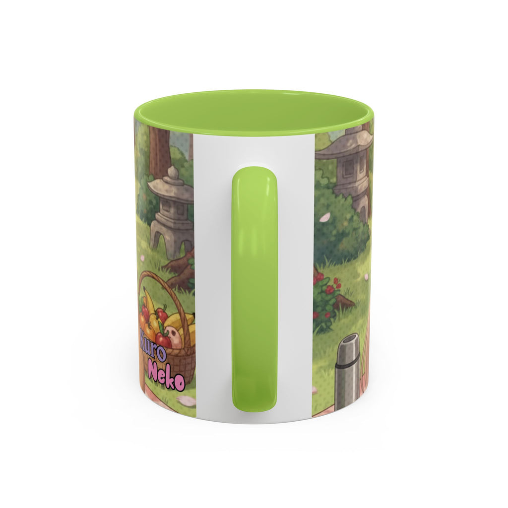 Mug Anime HARU Muse Chibi Pique-nique Sakura avec design kemonomimi, oreilles d'animaux, style anime, Kuro Neko Shop.