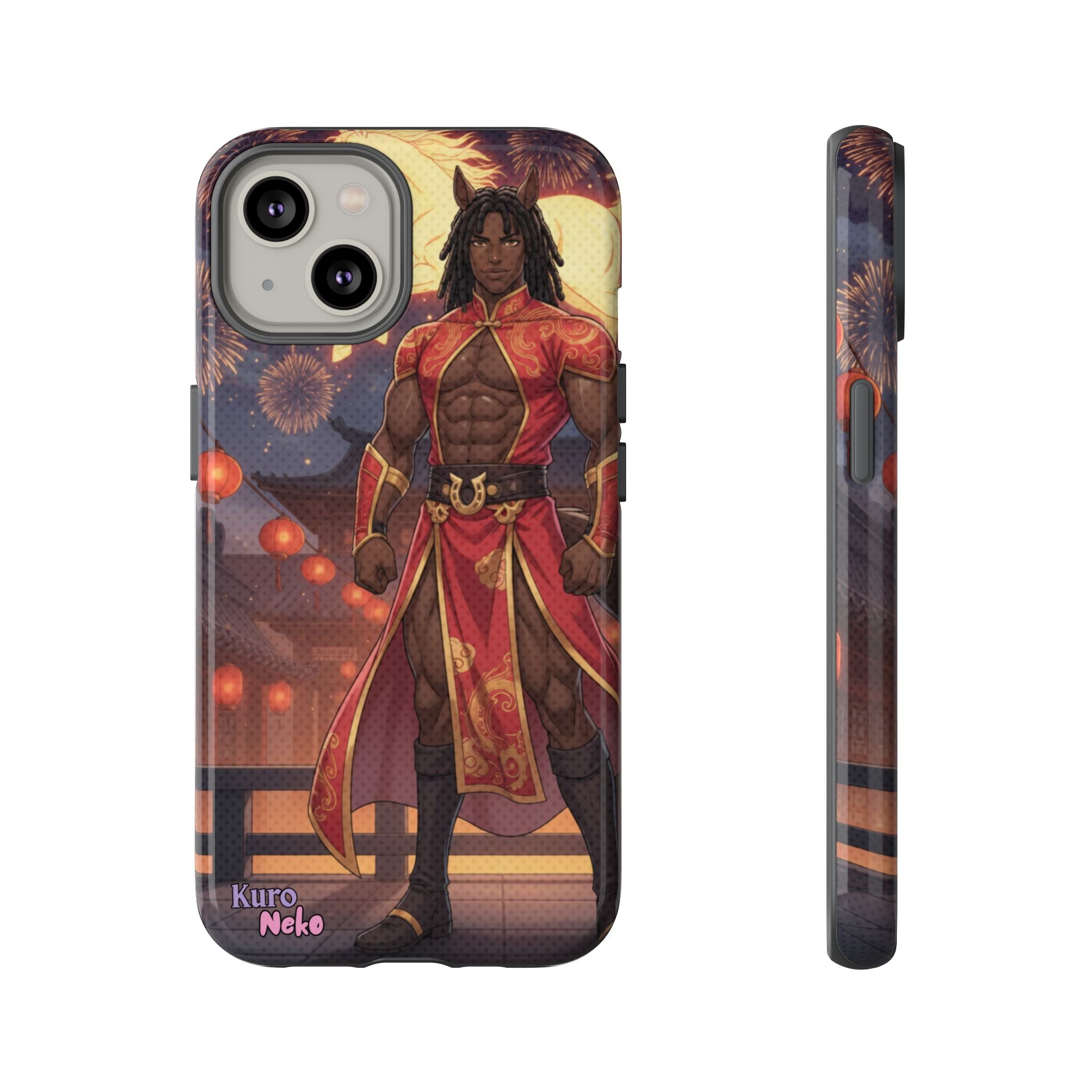 Coque téléphone Anime RYO avec image d'un personnage masculin puissant en tenue traditionnelle, créativité et protection.