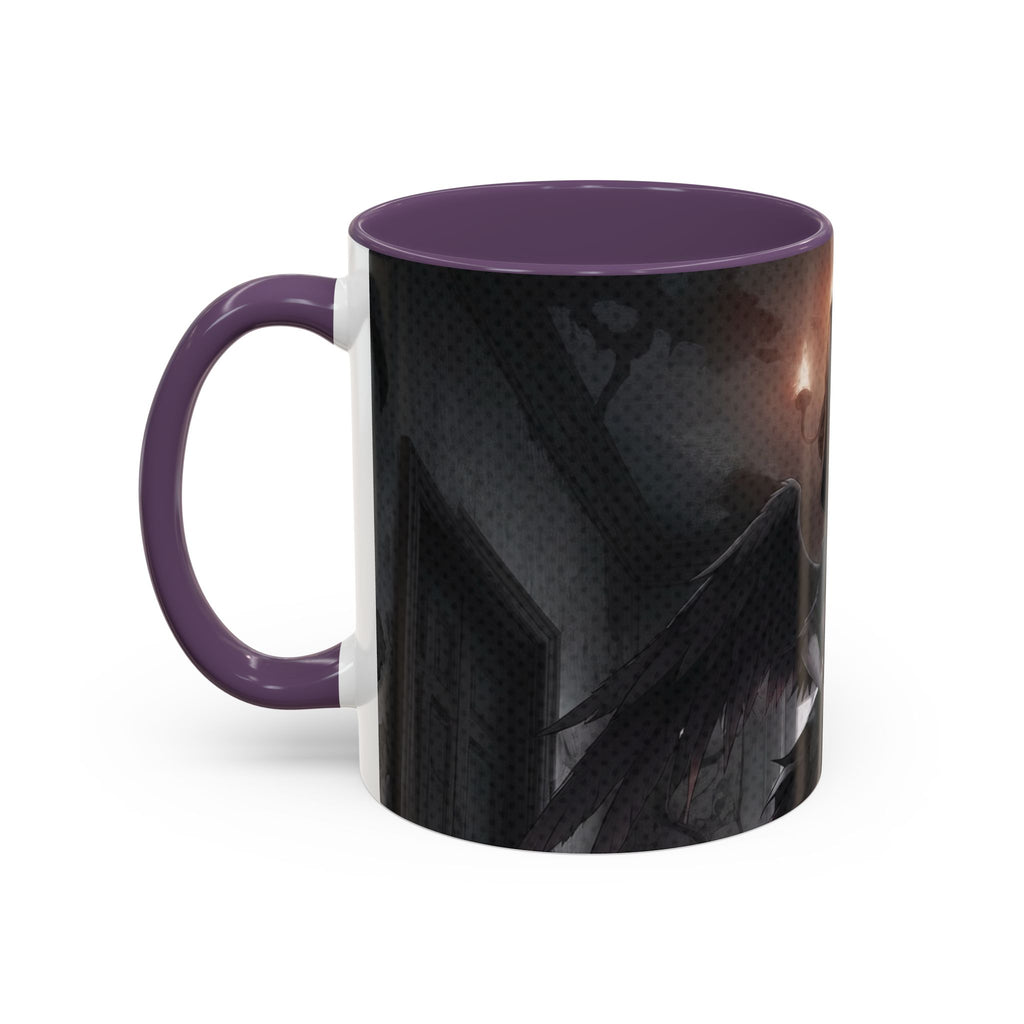 Mug Anime YORU avec illustration de muse corbeau et ambiance gothique, idéal pour les amateurs d'anime.