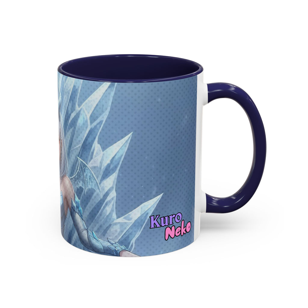 mug anime YUKI Puissance Hivernale et Dragonne - Mug en céramique bleu avec motif glace et dragonne kemonomimi, design Cold as Yuki