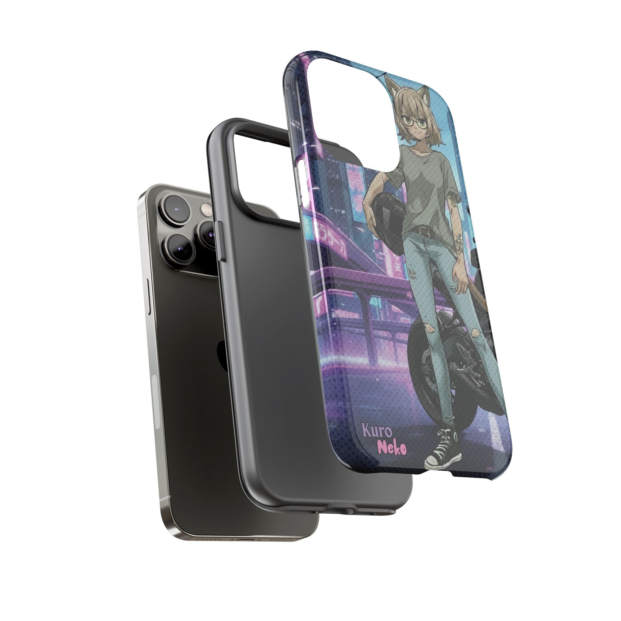 Coque téléphone Anime HANKO Style Cyberpunk & Chatte Rebelle