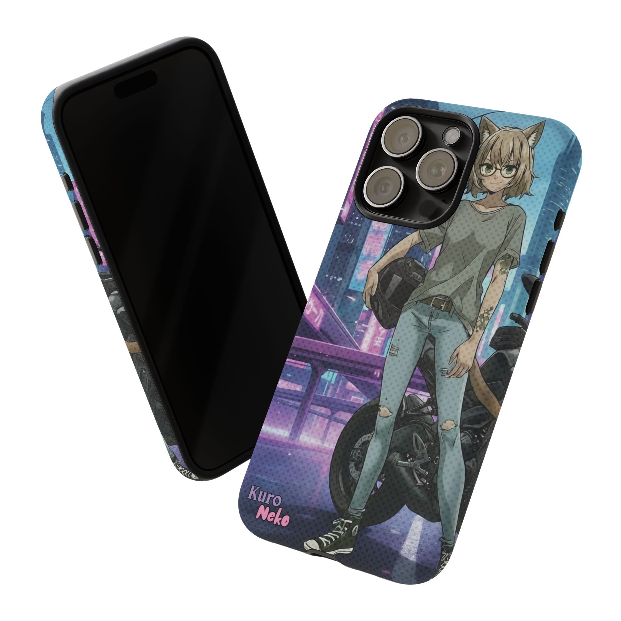 Coque téléphone Anime HANKO Style Cyberpunk & Chatte Rebelle