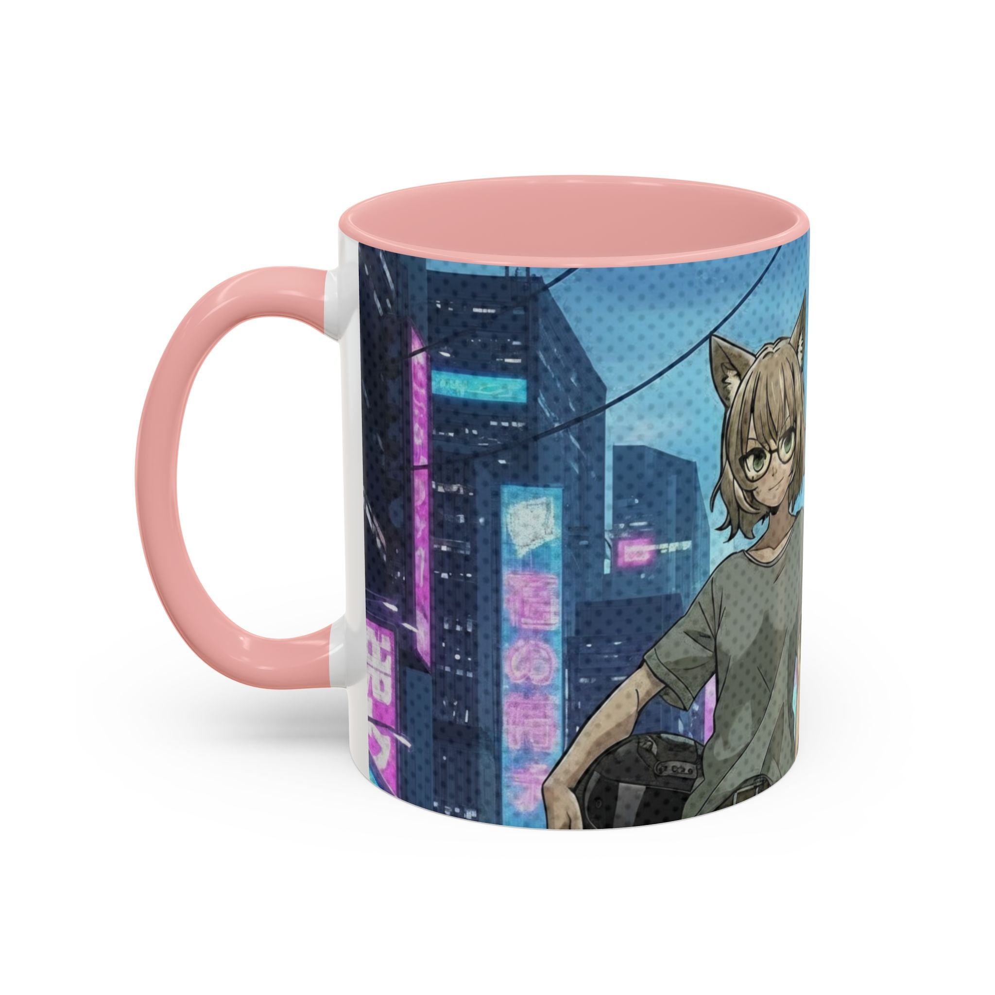 Mug Anime HANKO Style Cyberpunk & Chatte Rebelle