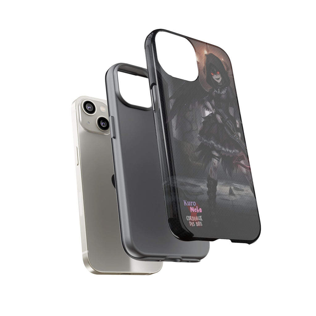 Anime Phone Case – Mad as Yoru Crow Waifu Kemonomimi featuring gothic horror design with dark wings and demonic elements.