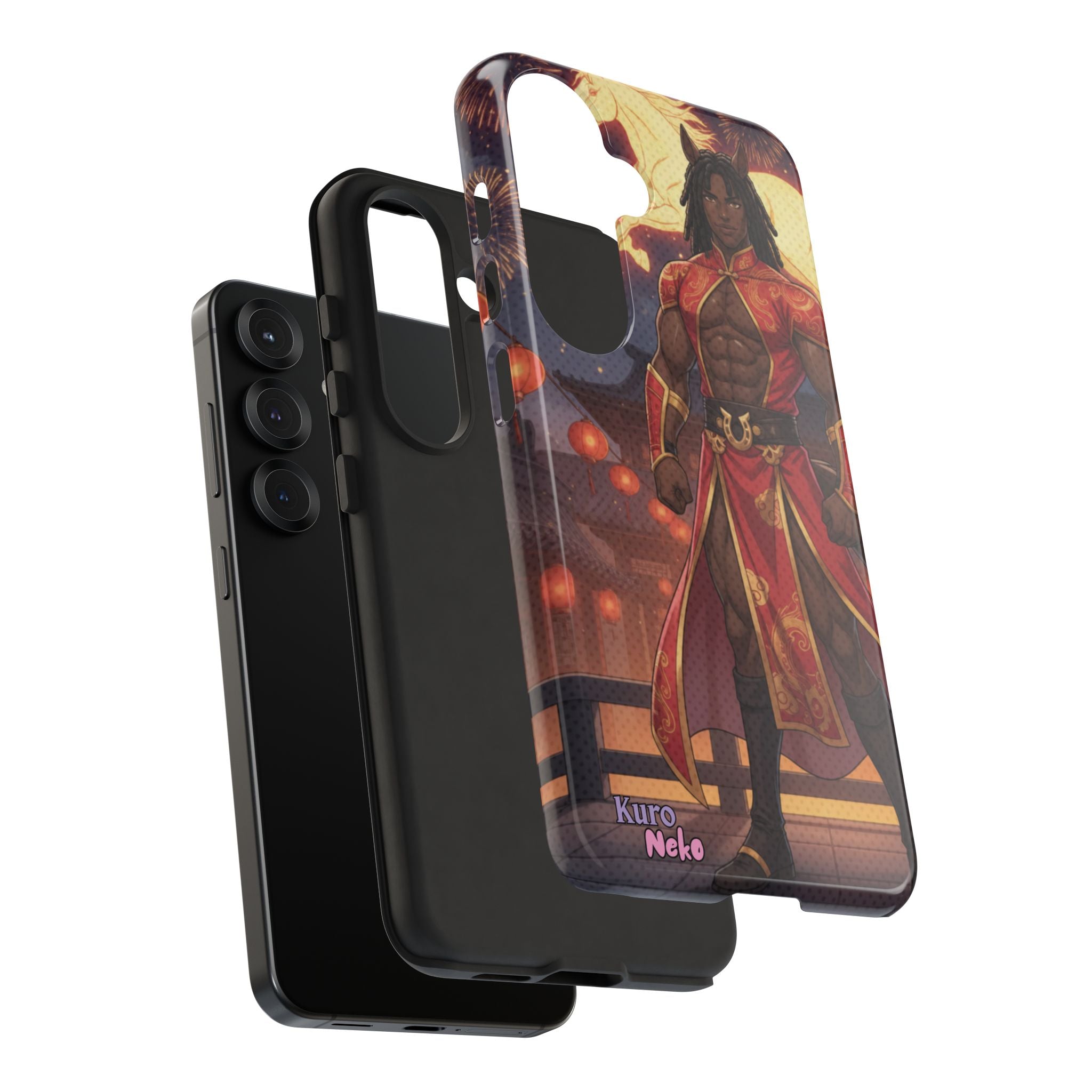Coque RYO husbando Année du Cheval finition brillante couleurs rouge or iPhone Samsung