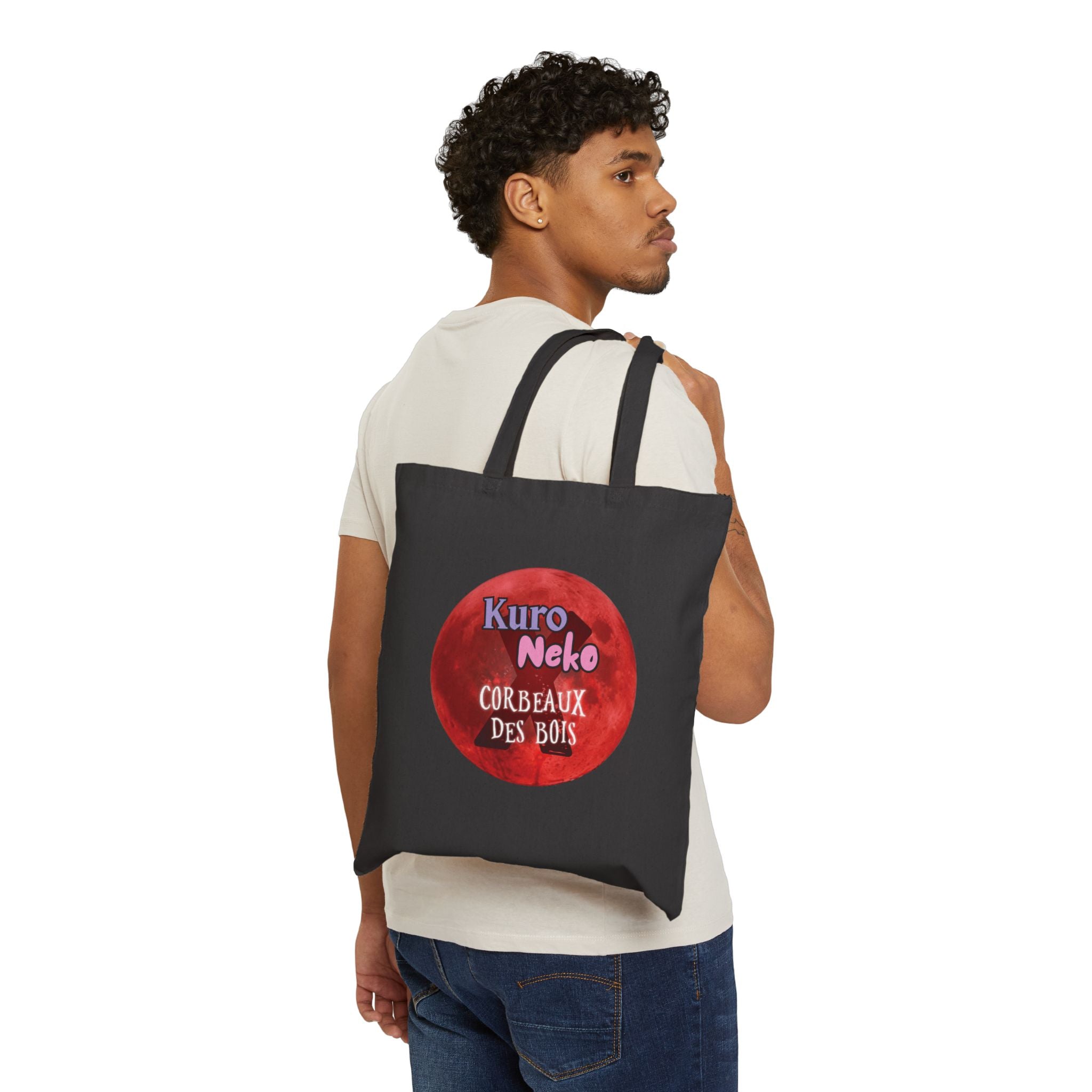 Tote bag Anime YORU avec design Kuro Neko Corbeaux Des Bois, idéal pour les amateurs de style gothique.