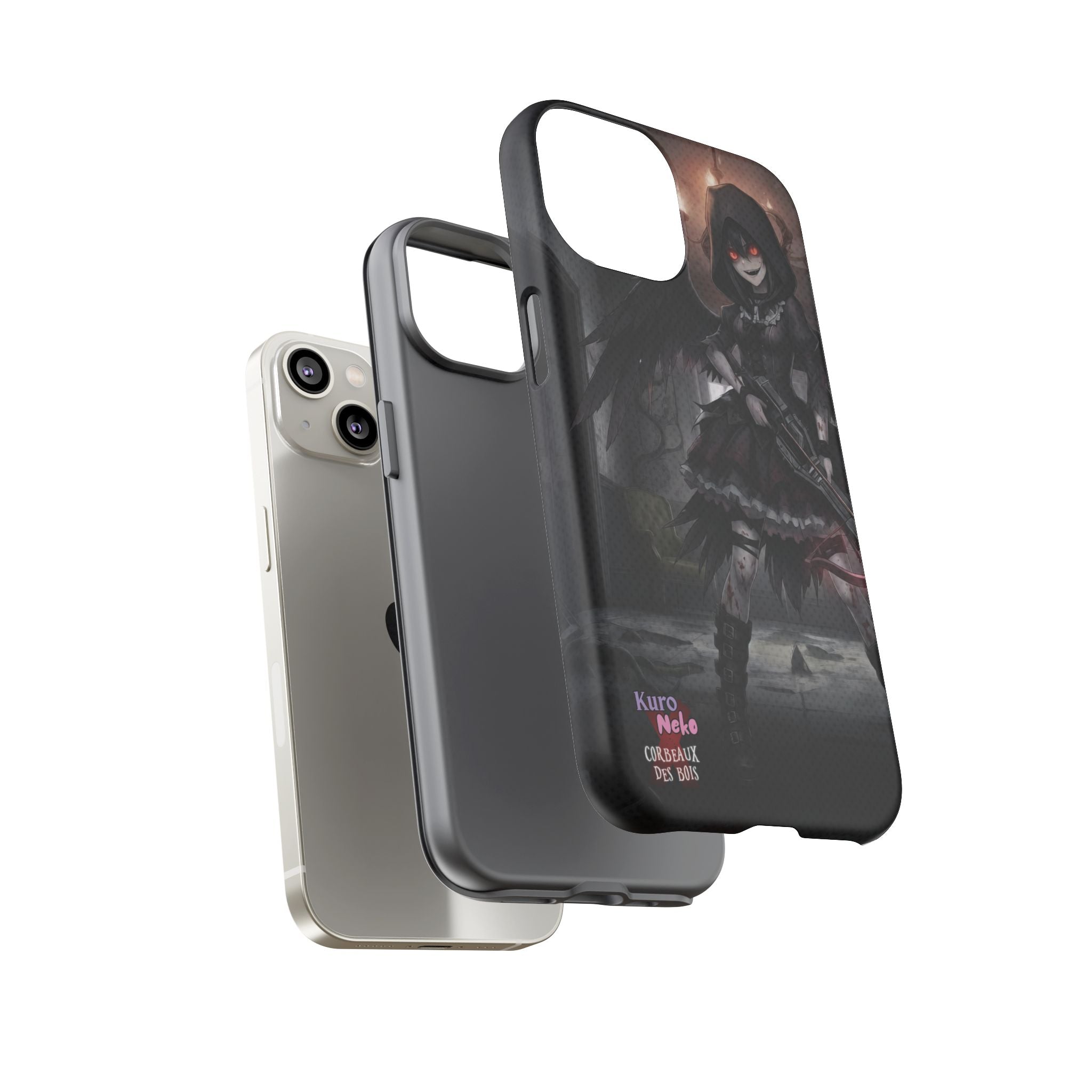 Anime Phone Case – Mad as Yoru Crow Waifu Kemonomimi design showcasing gothic horror elements with dark colors.