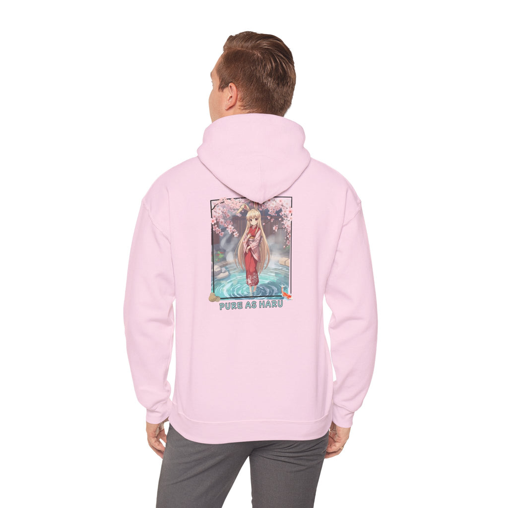 Hoodie rose pastel avec impression anime Waifu HARU Bunny Girl onsen kimono bains japonais carpe koï cozy et chill