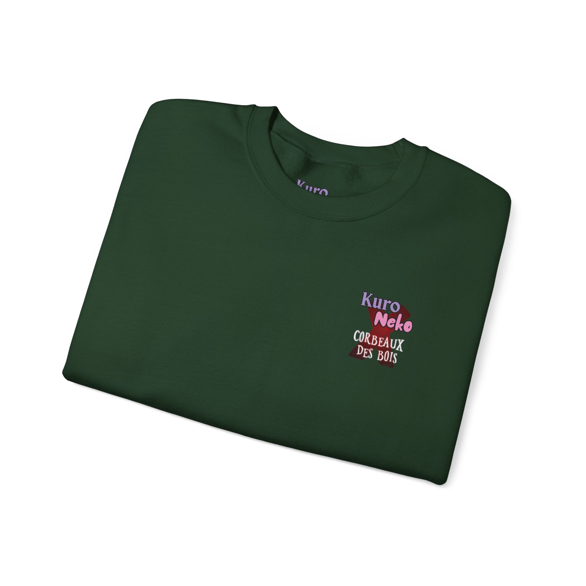 Sweatshirt Anime YORU en vert avec le design Kuro Neko pour les fans de styles gothiques et d'arts animés.