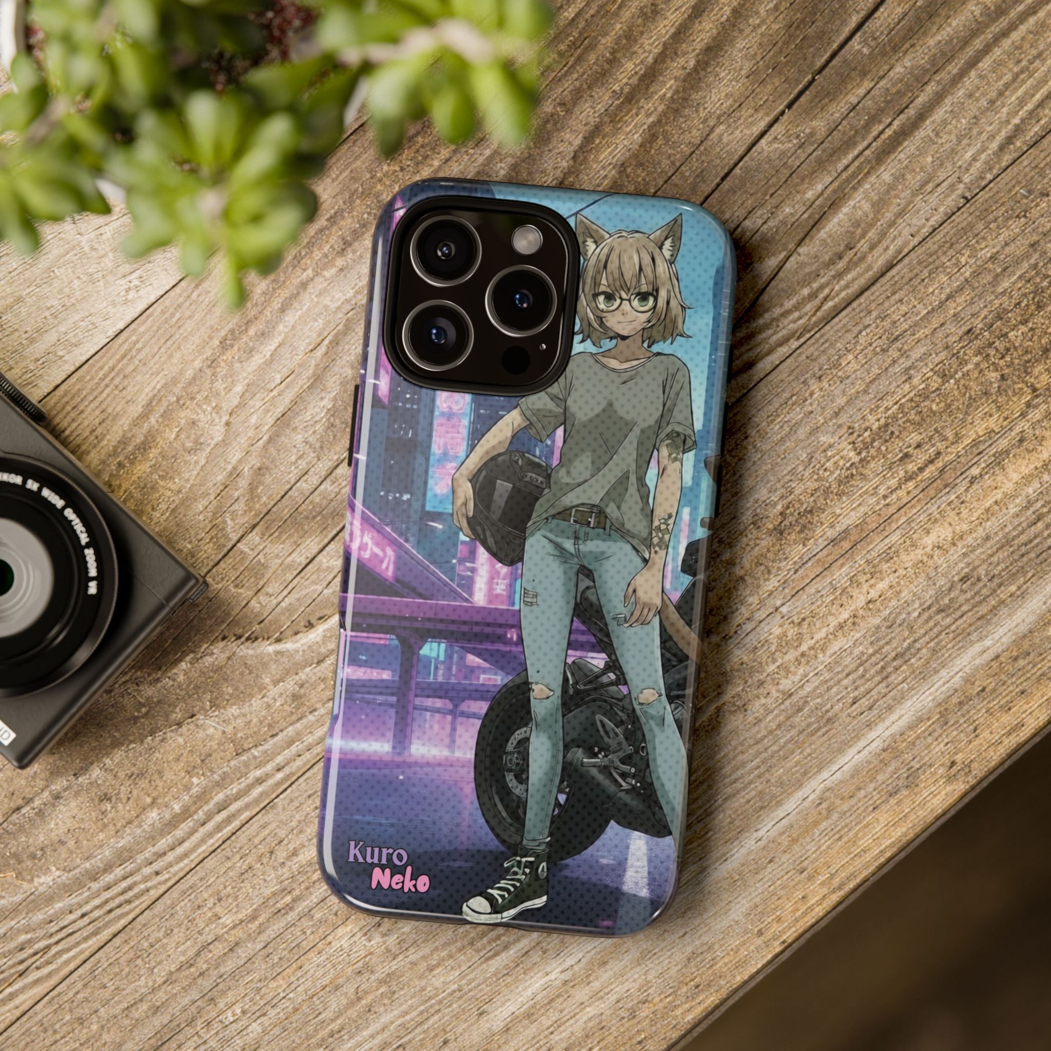 Coque téléphone Anime HANKO Style Cyberpunk & Chatte Rebelle