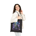 Tote bag Anime HANKO liberté cyberpunk - sac en toile noire avec motif futuriste et moto, prêt à porter libre comme HANKO