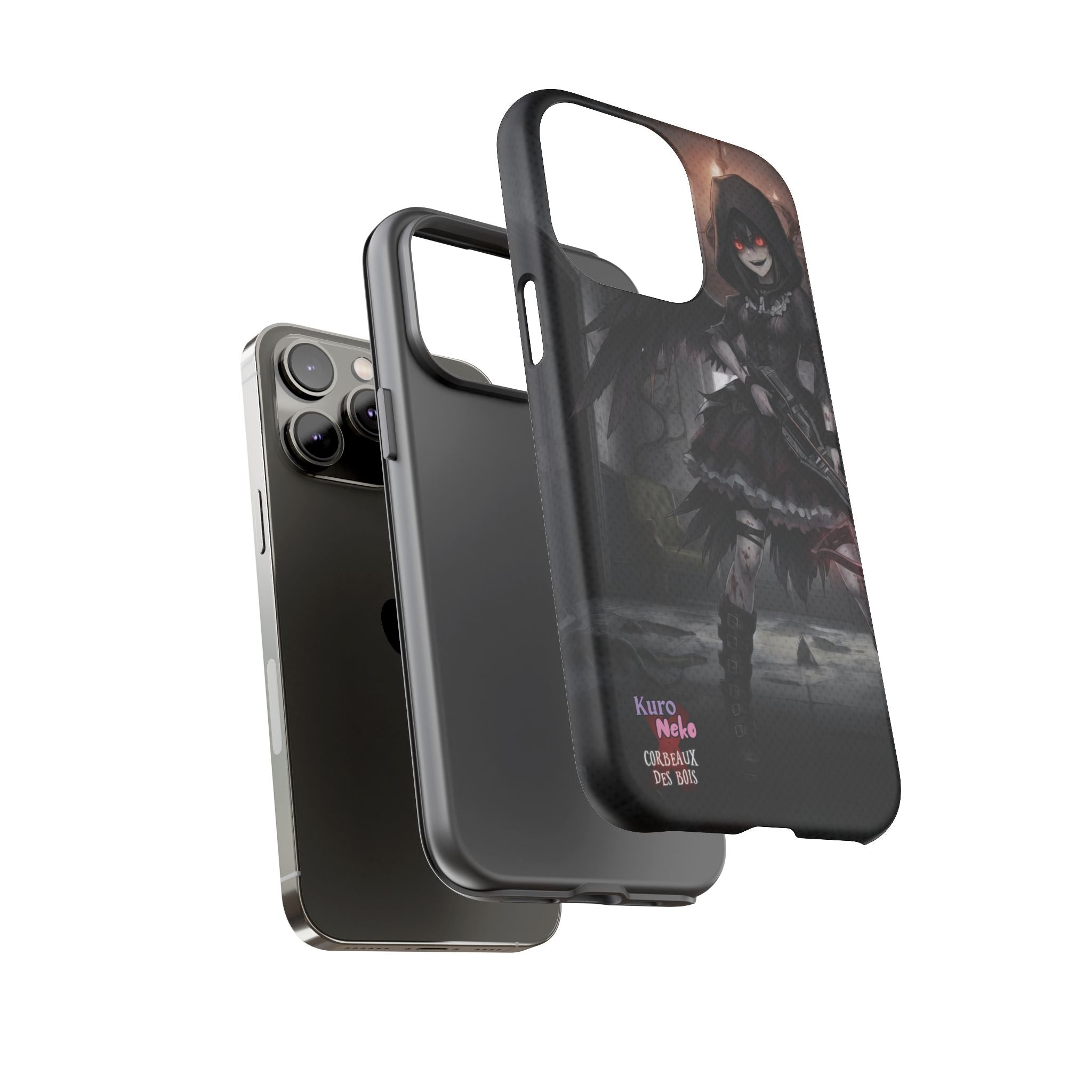 Anime Phone Case – Mad as Yoru Crow Waifu Kemonomimi featuring gothic design and dark fantasy elements.