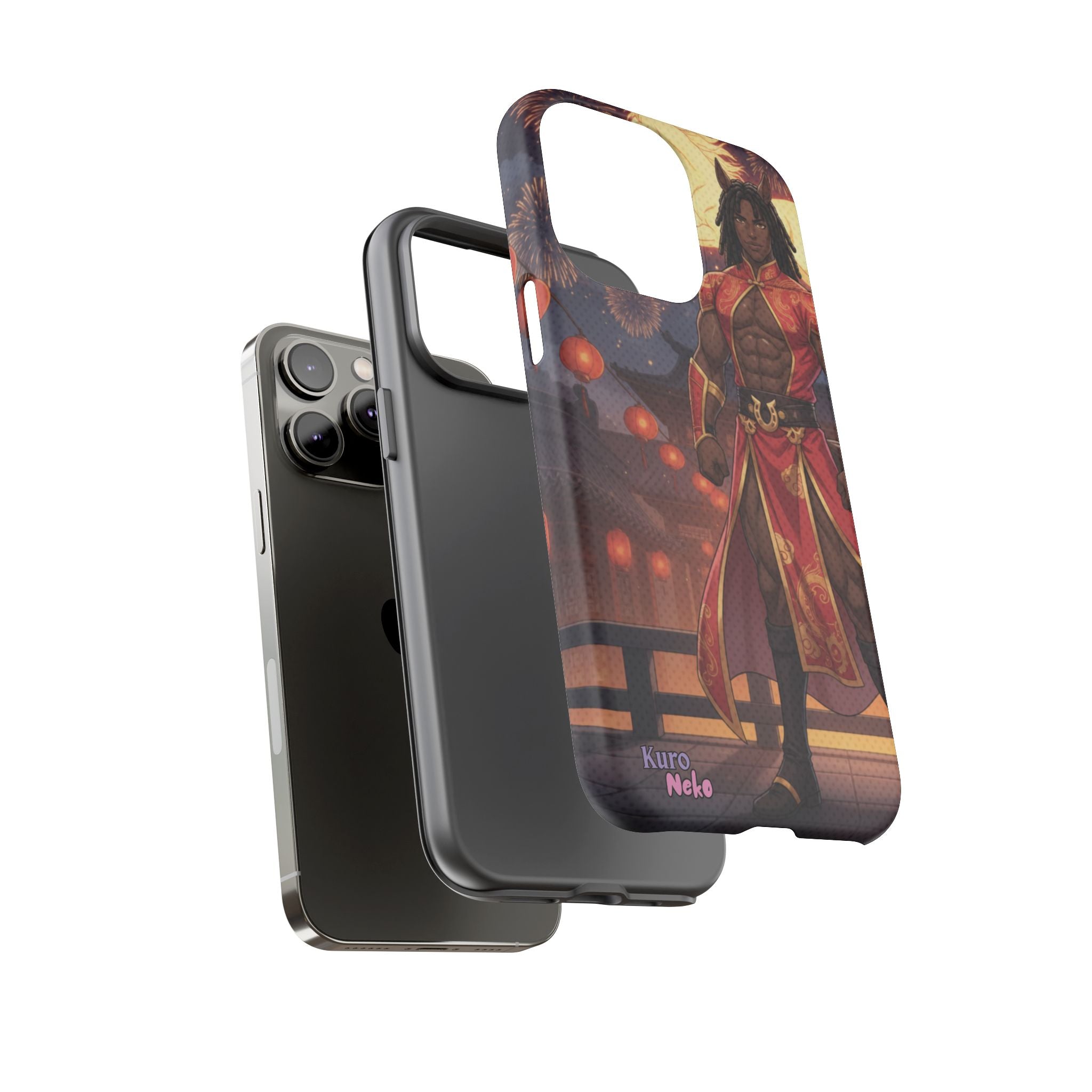 Coque téléphone RYO cheval zodiaque vue de profil épaisseur double couche polycarbonate TPU
