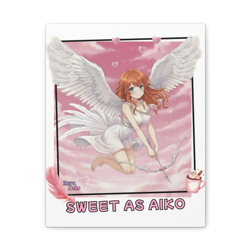 Toile Mate Anime AIKO - Illustration d'une muse avec des ailes, style romantique, ambiance douce et festive.