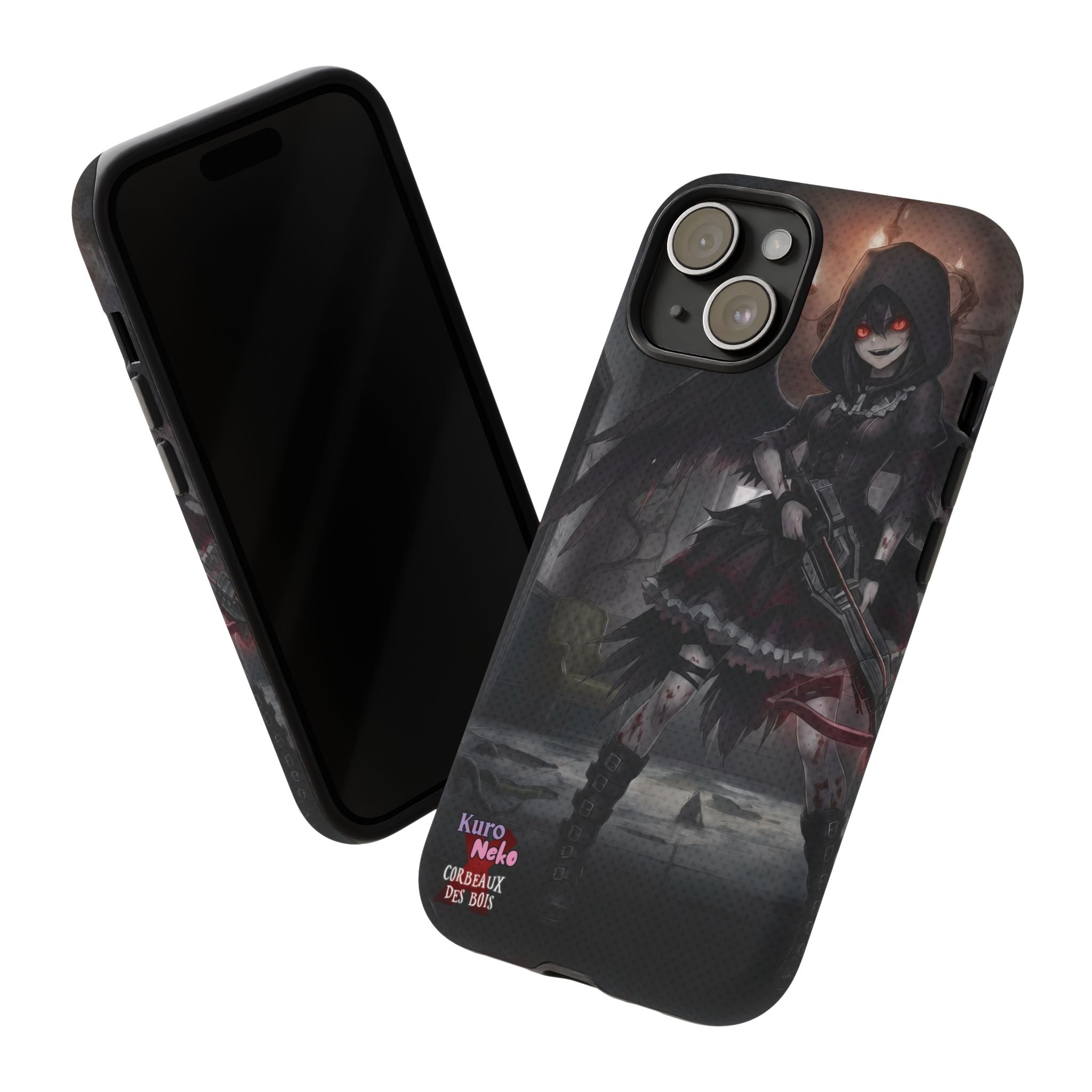 Anime Phone Case – Mad as Yoru Crow Waifu Kemonomimi featuring gothic horror design of a demon-hunting waifu.