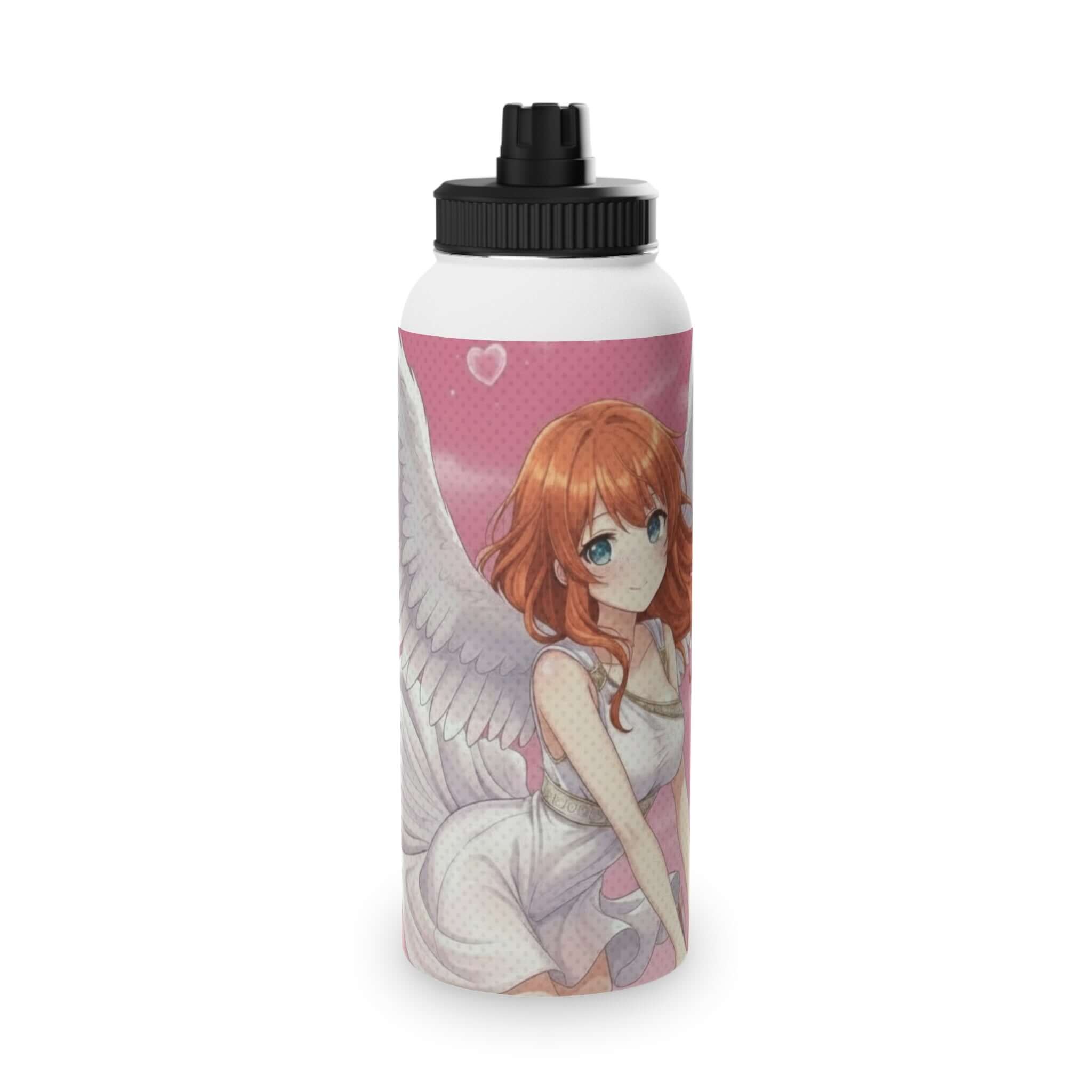 Gourde isotherme Anime AIKO Saint-Valentin – bouteille sportive avec illustration d'une ange Aiko et ailes, design romantique