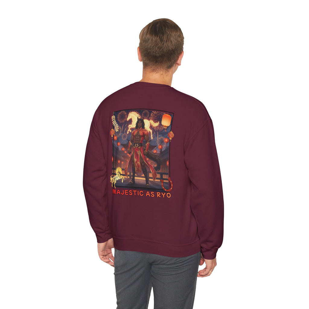 Sweatshirt anime RYO cheval zodiaque vue arrière Gildan 18000 coton polyester
