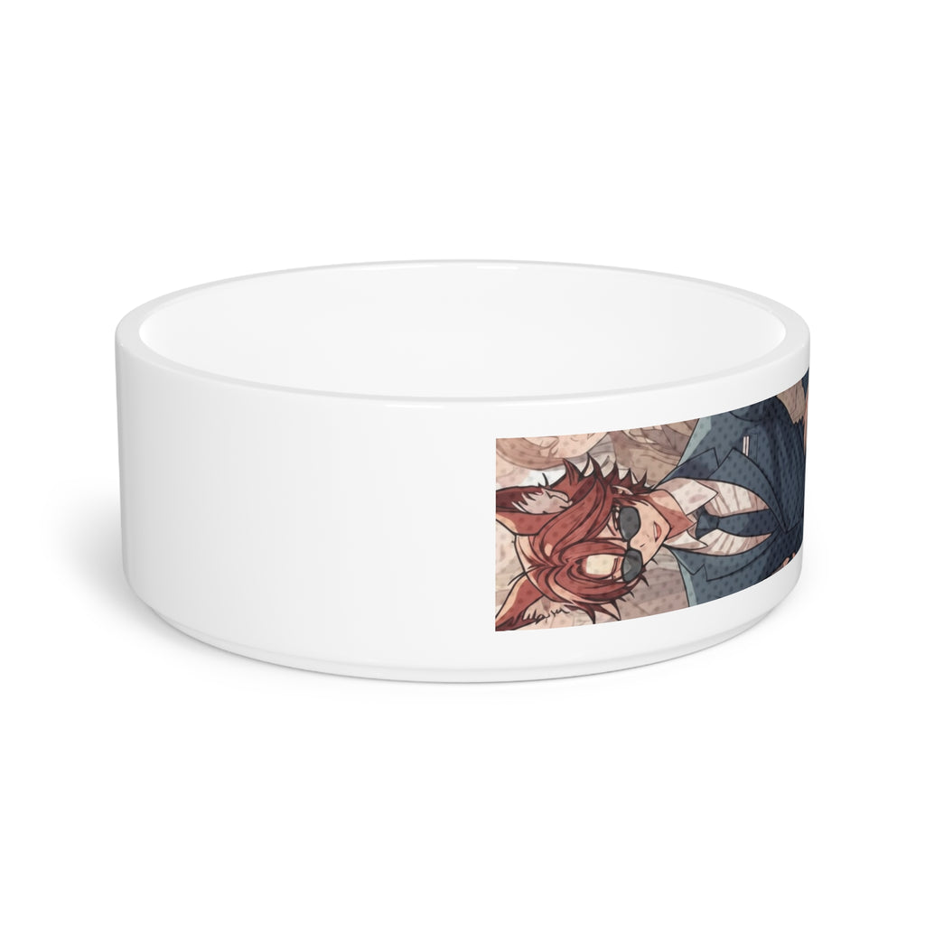 Gamelle chat & chien Anime KAITO renard rusé - image présentant une gamelle céramique blanche avec étiquette | KAITO renard rusé