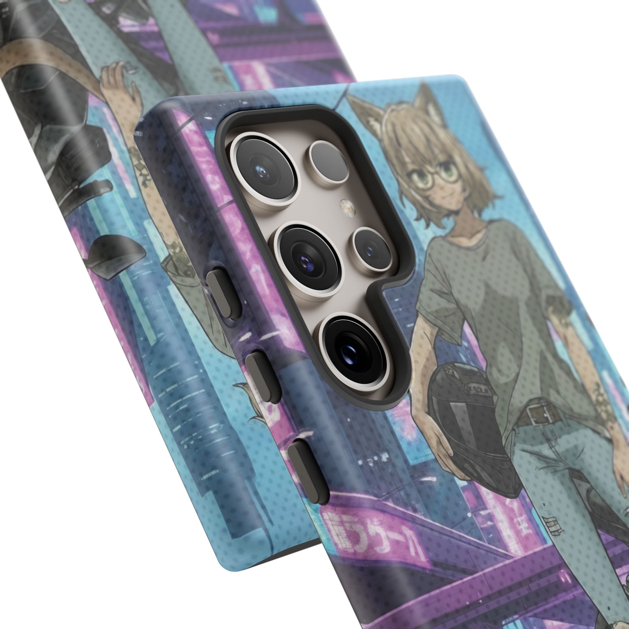 Coque téléphone Anime HANKO Style Cyberpunk & Chatte Rebelle
