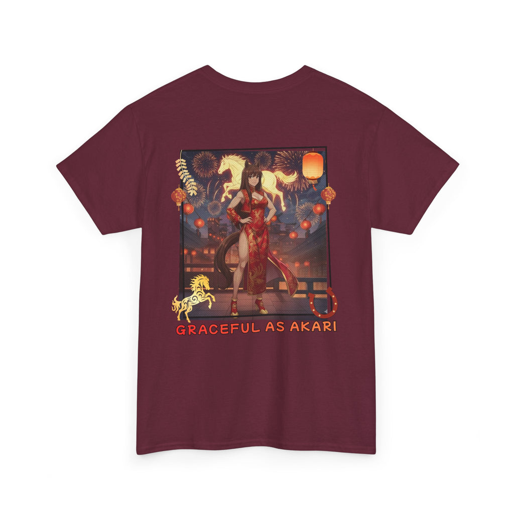 T-shirt Anime AKARI avec un design gracieux de danse et motifs du zodiaque en arrière-plan