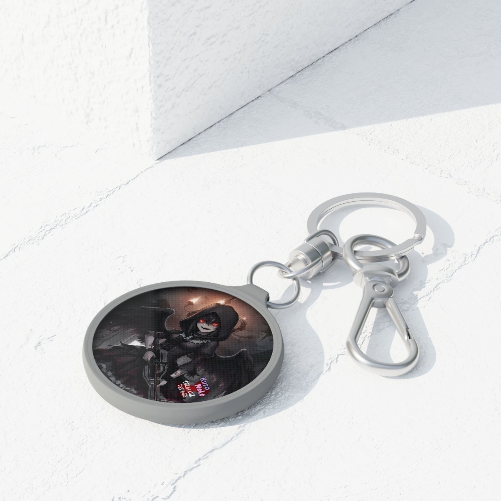 Porte-clés Anime YORU avec illustration de la muse chasseuse de démons sur fond clair