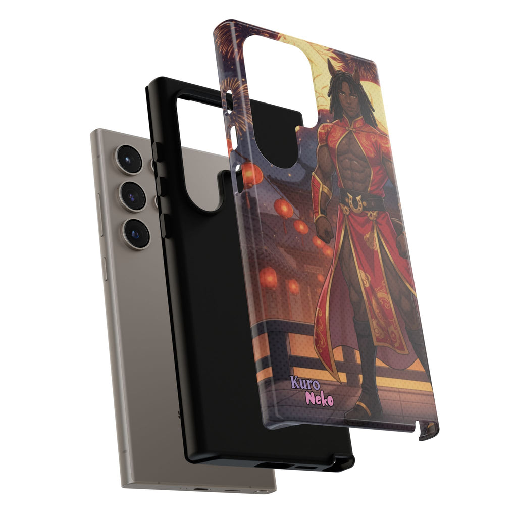 Coque RYO husbando Année du Cheval finition brillante couleurs rouge or iPhone Samsung
