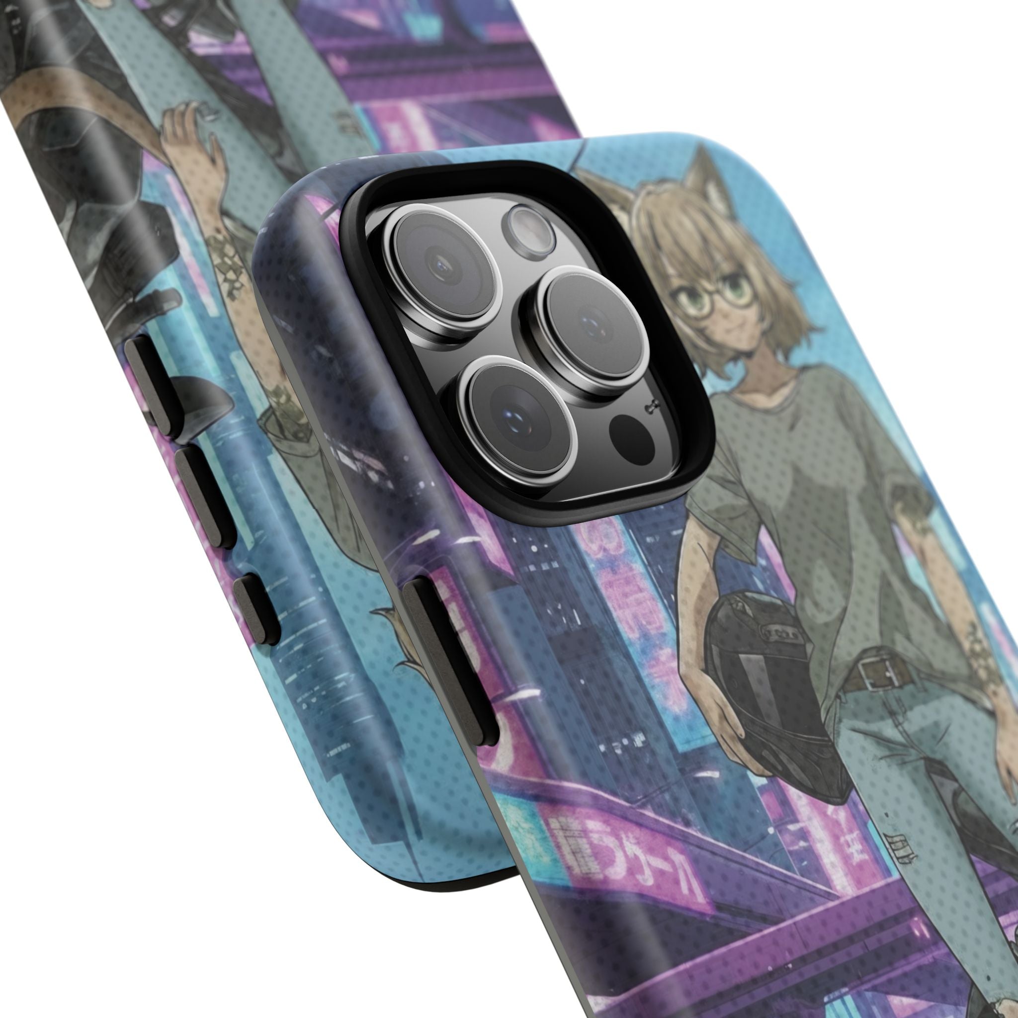 Coque téléphone Anime HANKO Style Cyberpunk & Chatte Rebelle