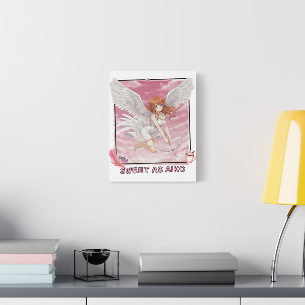 Toile Mate Anime AIKO, illustration d'une muse avec des ailes, décor romantique pour intérieur.