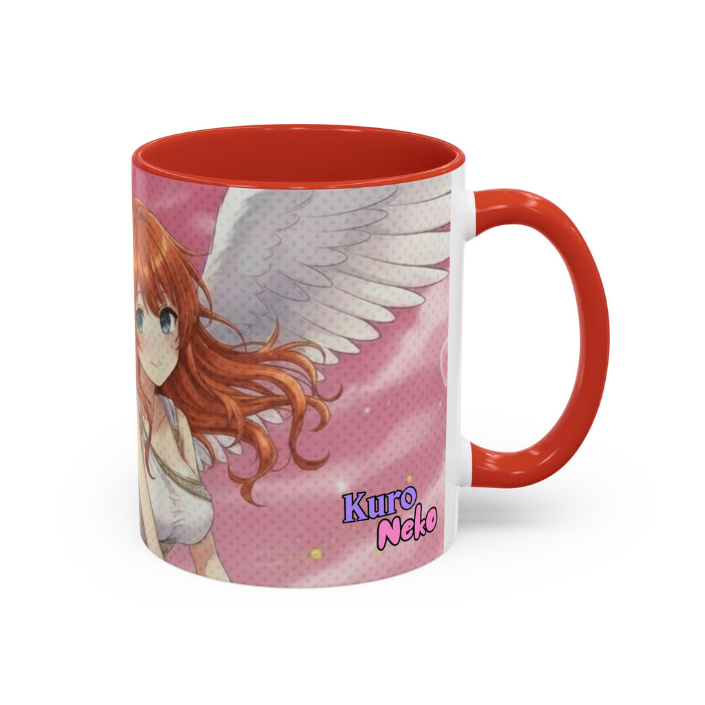 Mug Anime AIKO Muse Cygne & Douceur Romantique affichant une fille aux ailes blanches et cheveux roux, Kuro Neko Shop.
