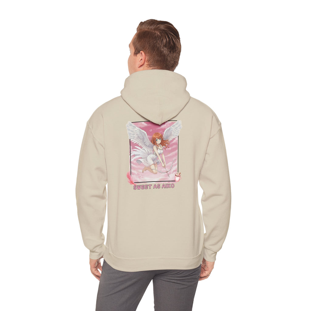 Hoodie blanc cassé avec impression anime waifu AIKO Bird Girl Cupidon Angélique tunique blanche Arc de cœur Saint-Valentin Love
