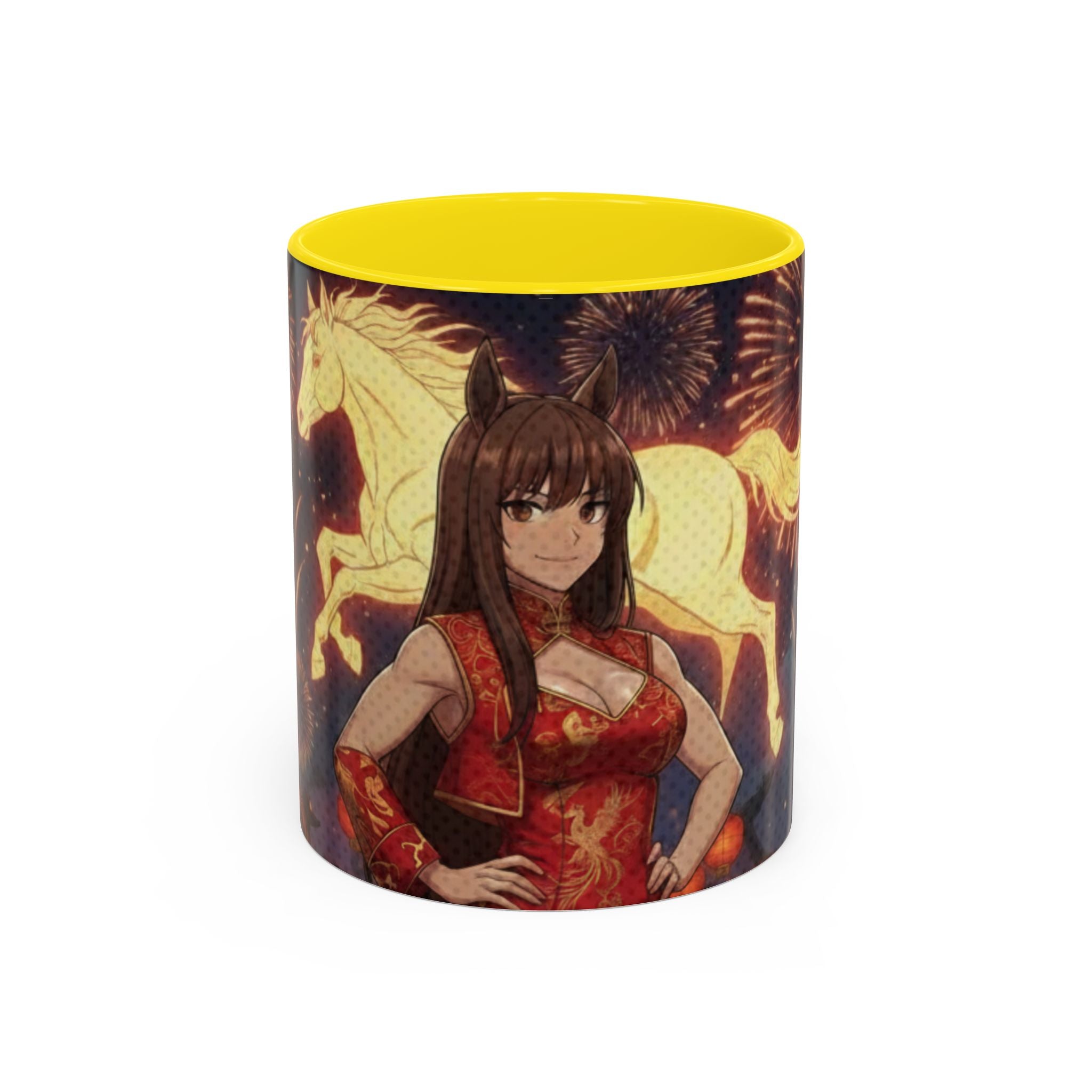 Mug Anime AKARI avec design cheval de feu et style zodiaque, parfait pour les fans d'anime.