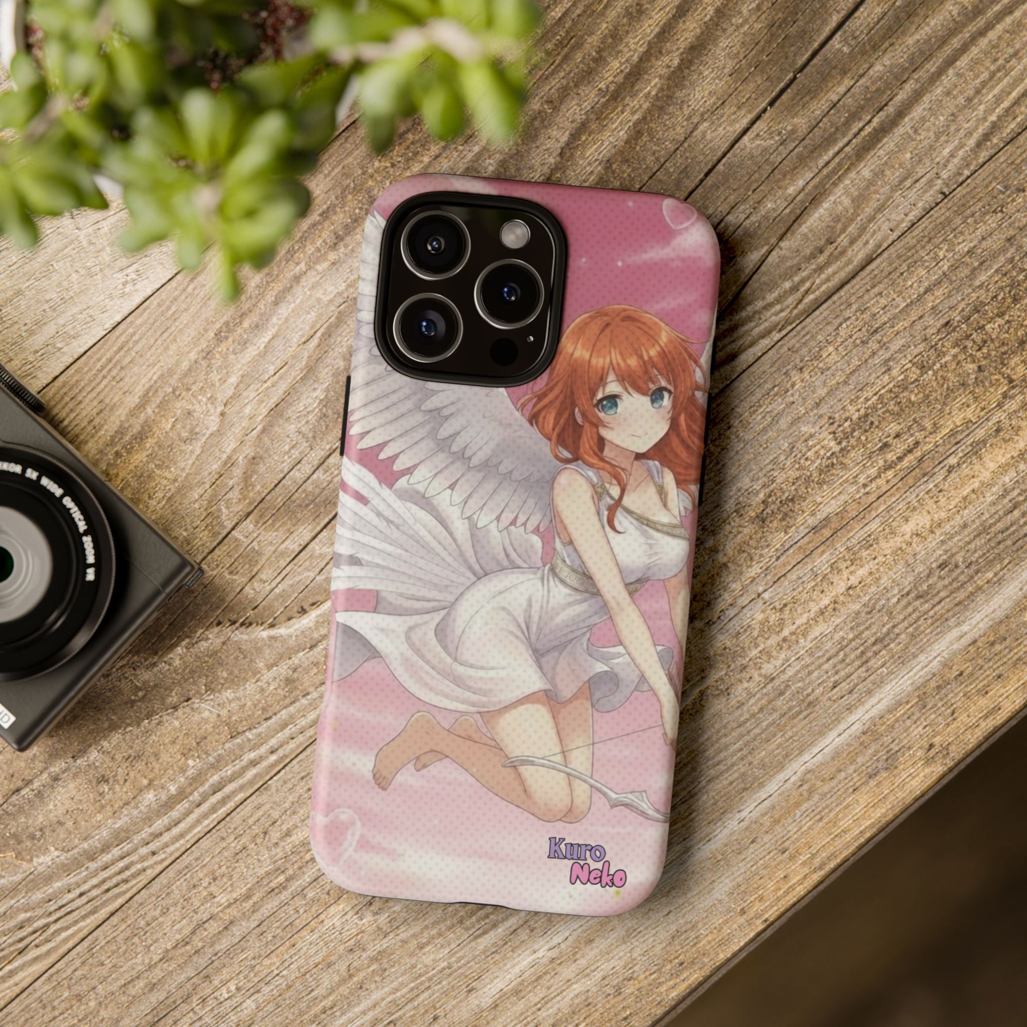 Coque Téléphone Anime AIKO Muse Cygne & Douceur Pastel avec personnage kemonomimi aux oreilles d'animaux, style anime, Kuro Neko Shop.