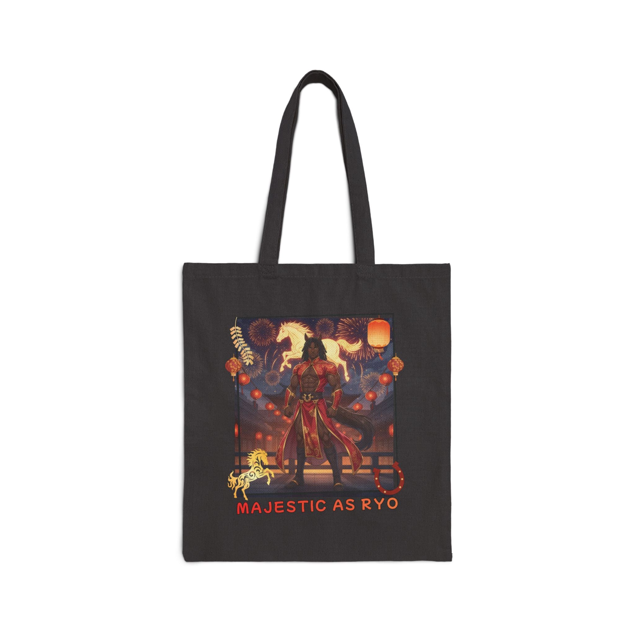 Tote Bag Anime RYO Icône Cheval de Feu Zodiaque 2026 avec personnage kemonomimi, oreilles d'animaux, style anime - Kuro Neko Shop.