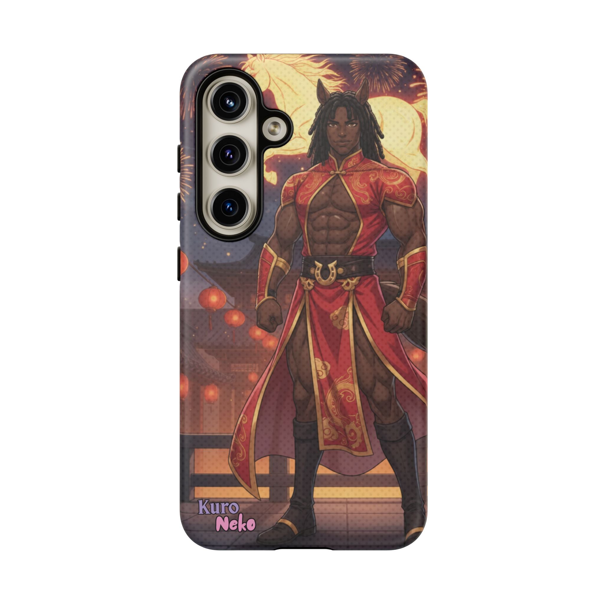Coque téléphone Anime RYO avec une illustration de Ryo, gardien céleste, alliant protection et élégance.