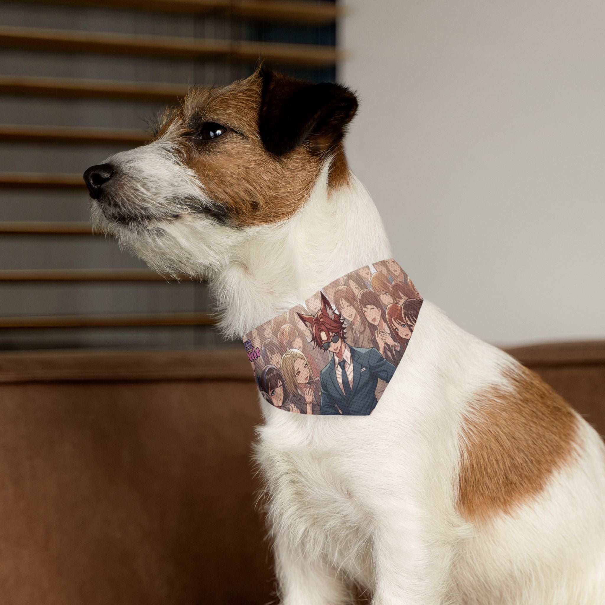 Collier bandana chat & chien Anime KAITO Renard à l'Aura Charismatique sur un chien style anime - Kuro Neko Shop.