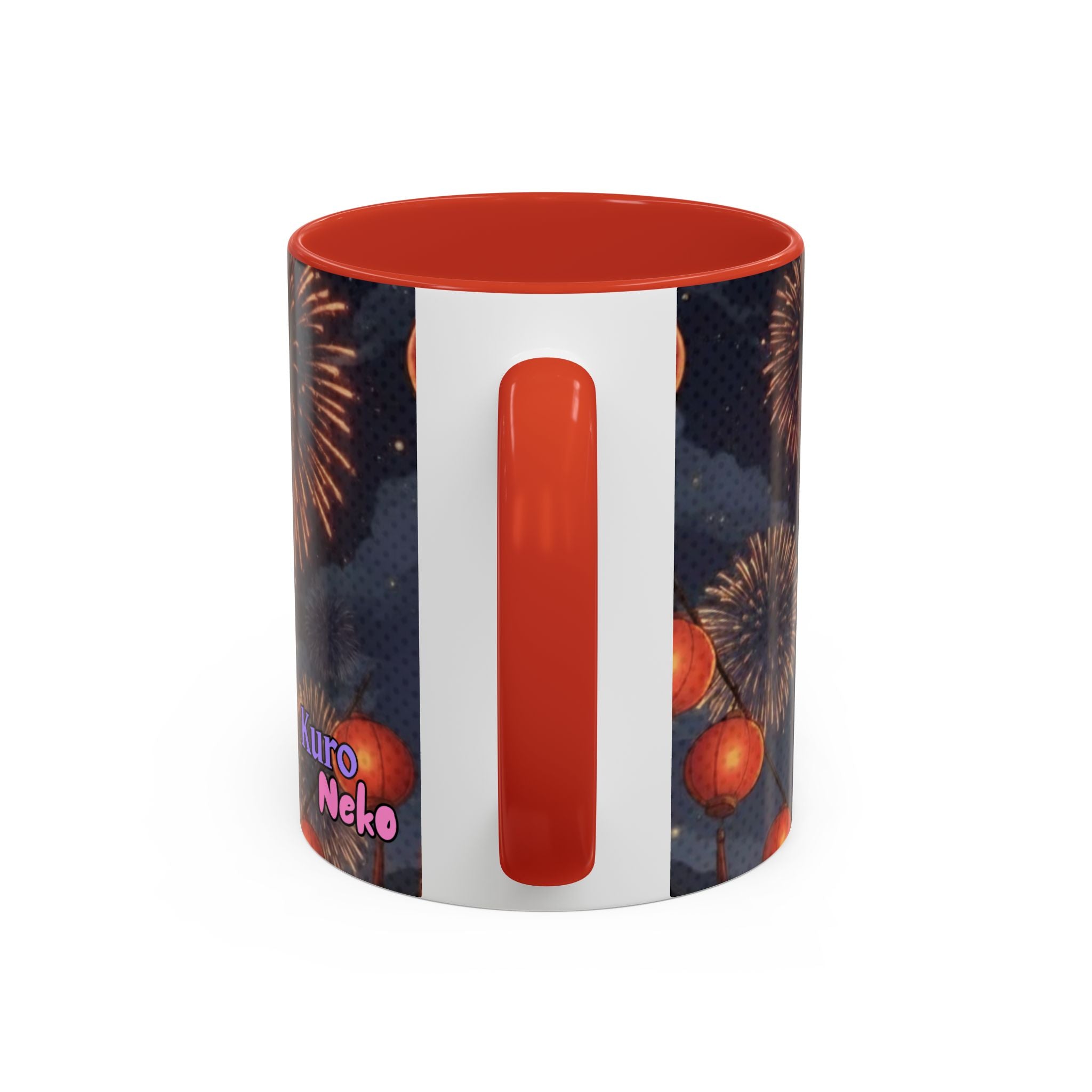 Mug Anime AKARI Cheval de Feu & Style Zodiaque avec motifs de lanternes et feux d'artifice, Kuro Neko Shop.