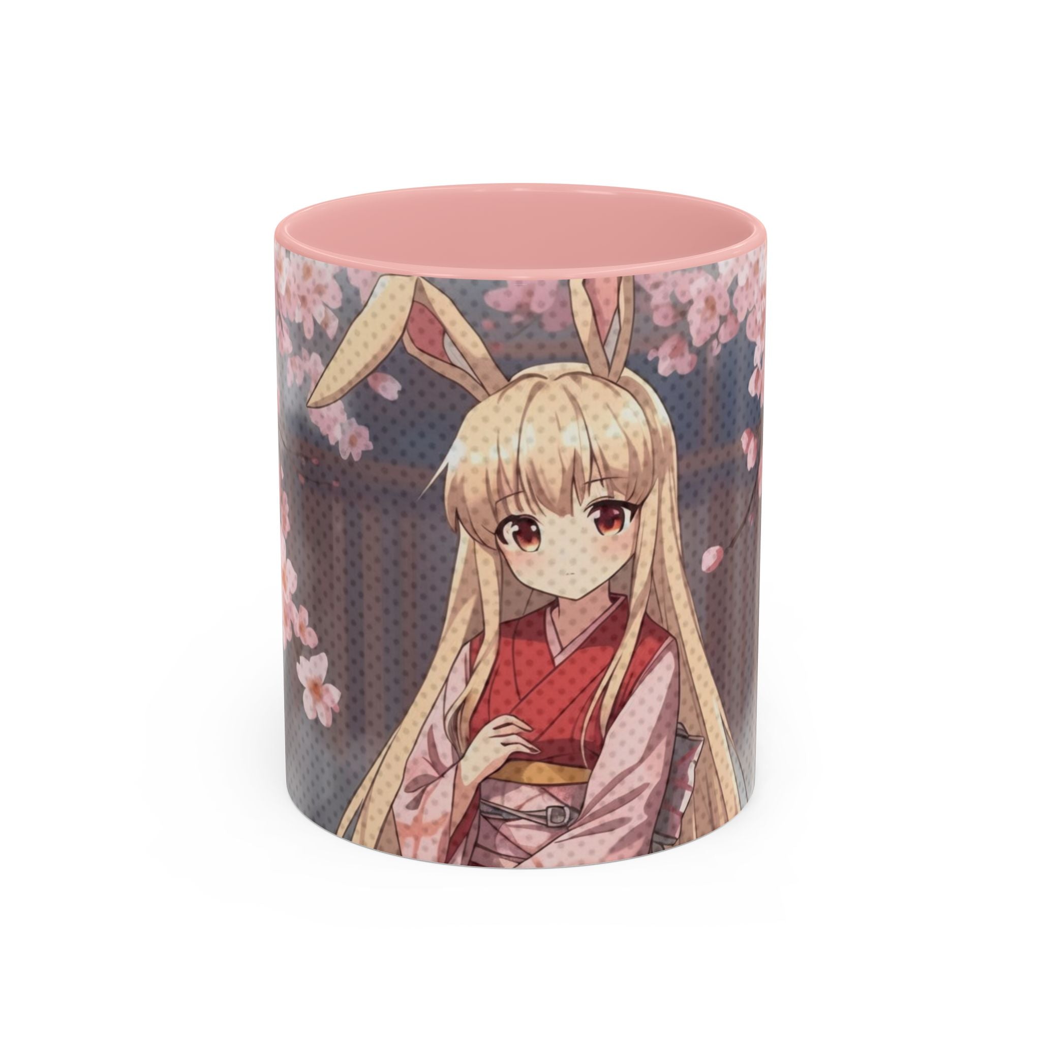 Mug anime HARU – Lapine kemonomimi en kimono rose, décor Onsen sakura