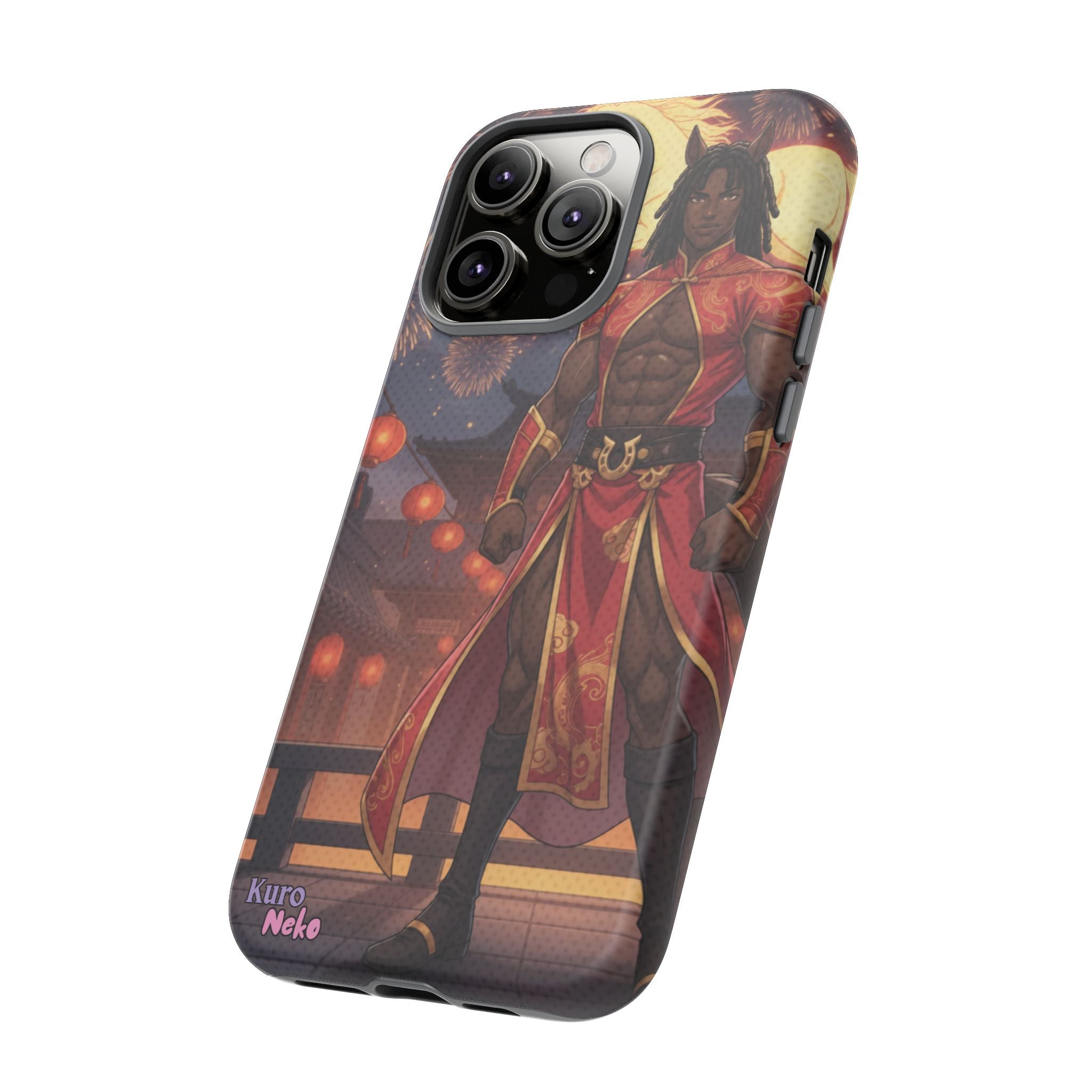 Coque téléphone RYO cheval zodiaque vue de profil épaisseur double couche polycarbonate TPU

