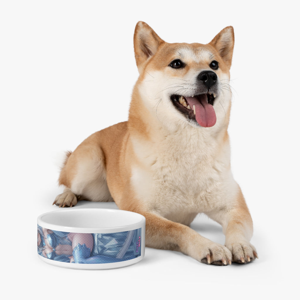 Gamelle chien & chat Anime YUKI avec un chien Shiba Inu, style fantasy et dragonne de glace.