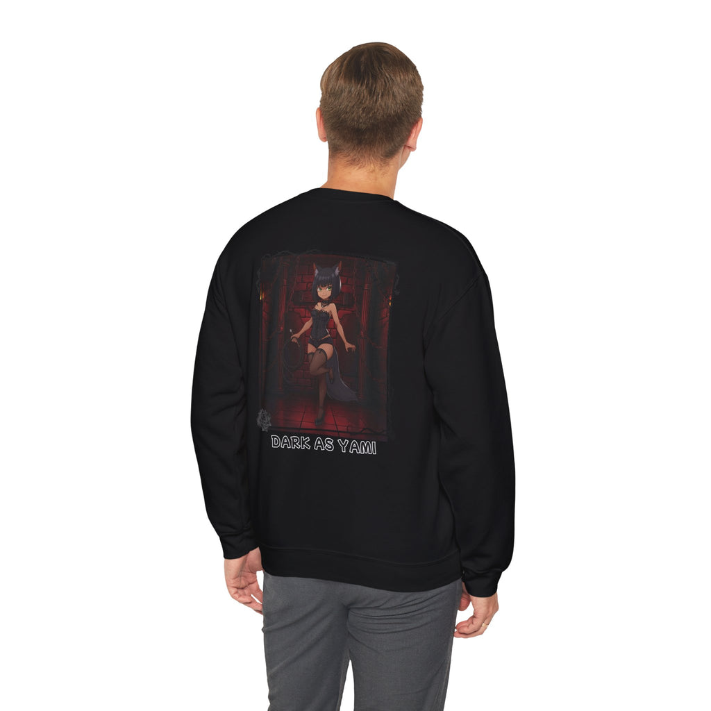 Sweatshirt Anime YAMI avec design "Dark as Yami" sur le dos, idéal pour les fans d'anime gothique.