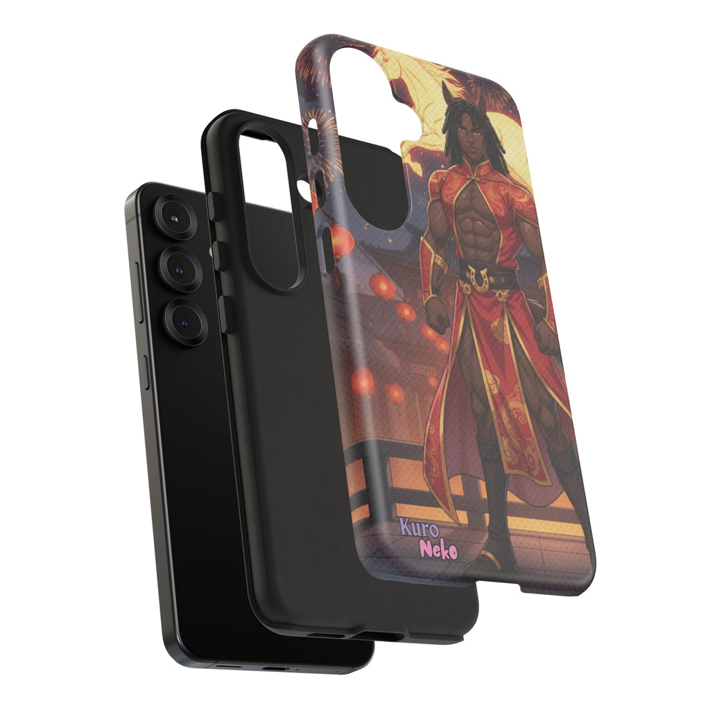 Coque RYO husbando Année du Cheval finition brillante couleurs rouge or iPhone Samsung