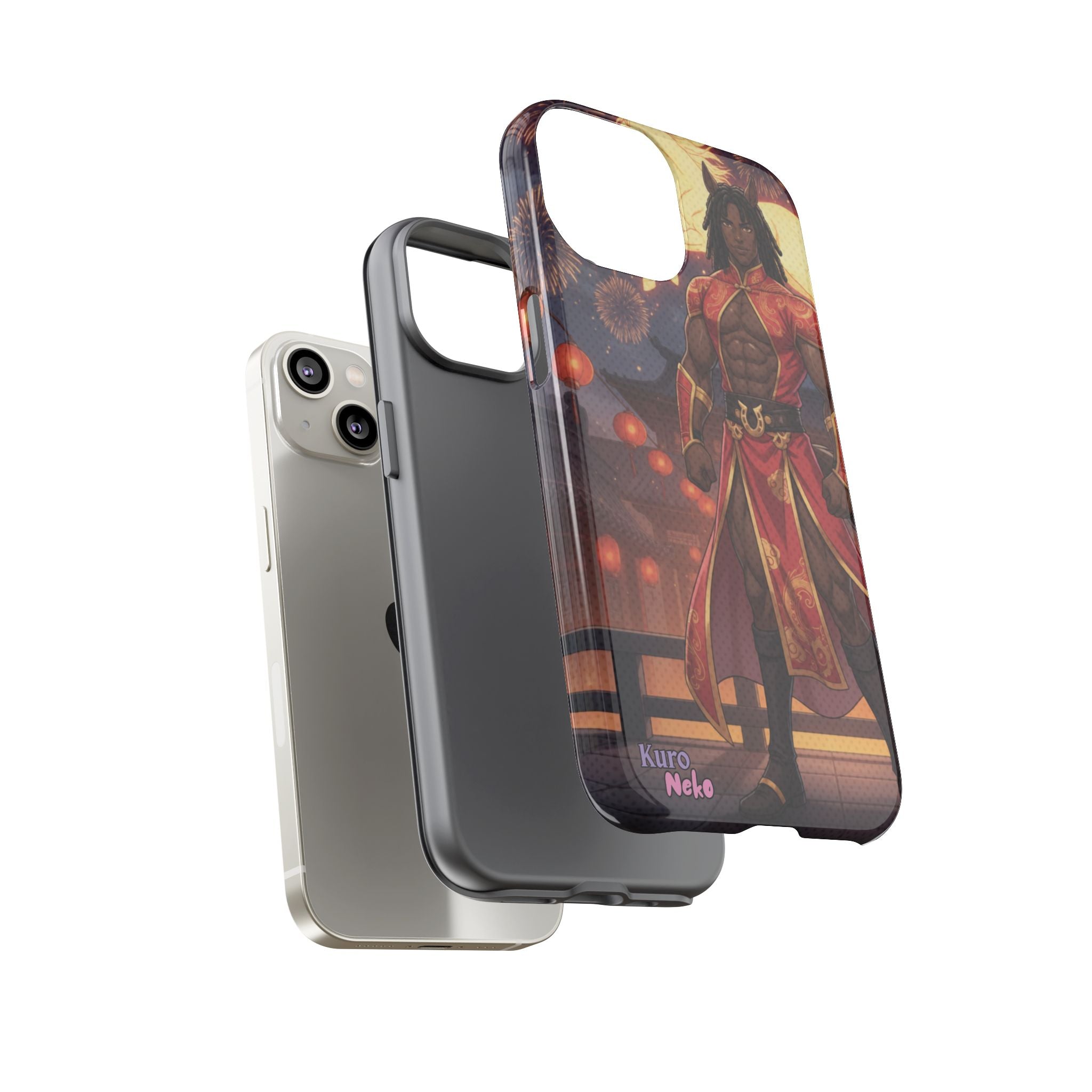 Coque téléphone RYO cheval zodiaque vue de profil épaisseur double couche polycarbonate TPU
