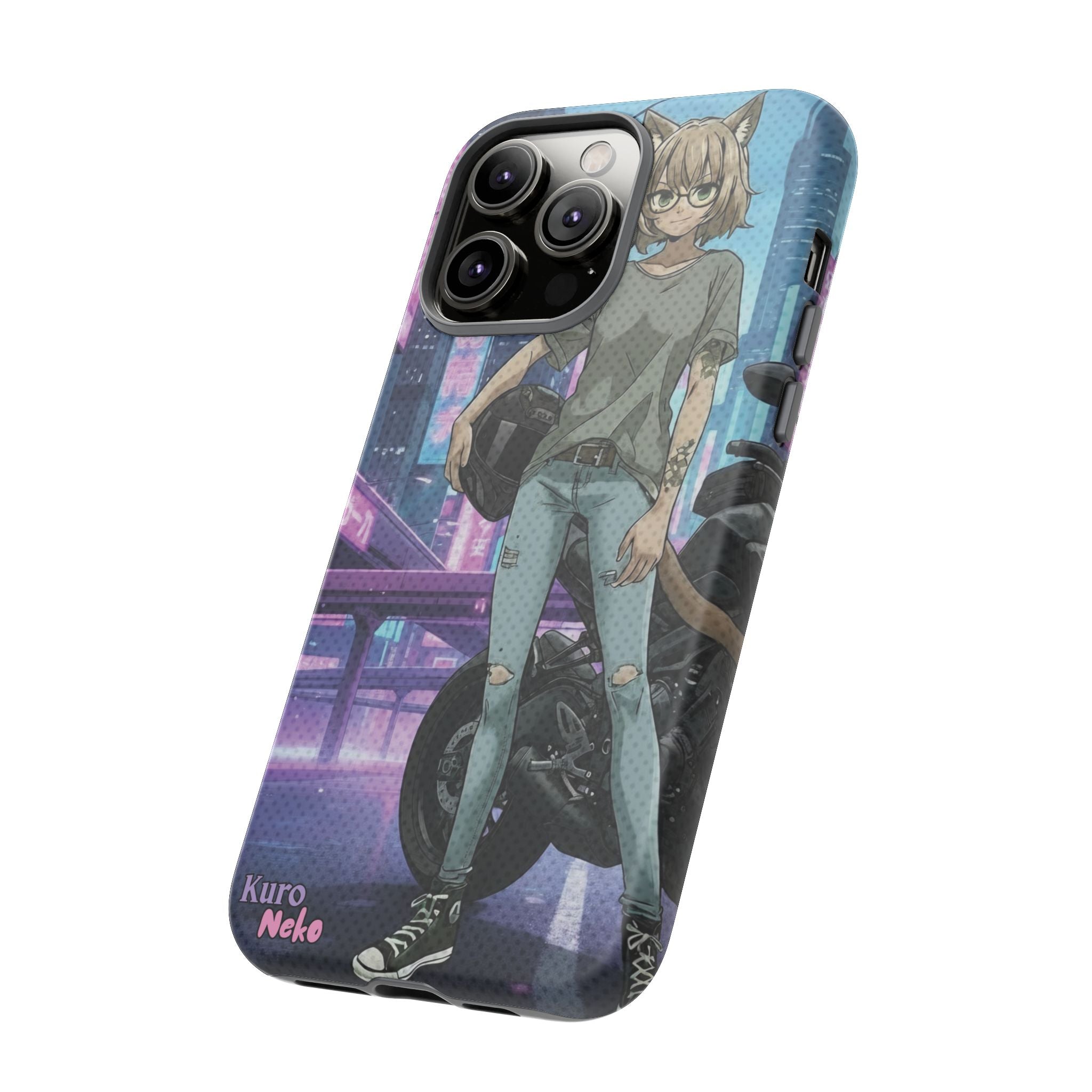 Coque téléphone Anime HANKO Style Cyberpunk & Chatte Rebelle