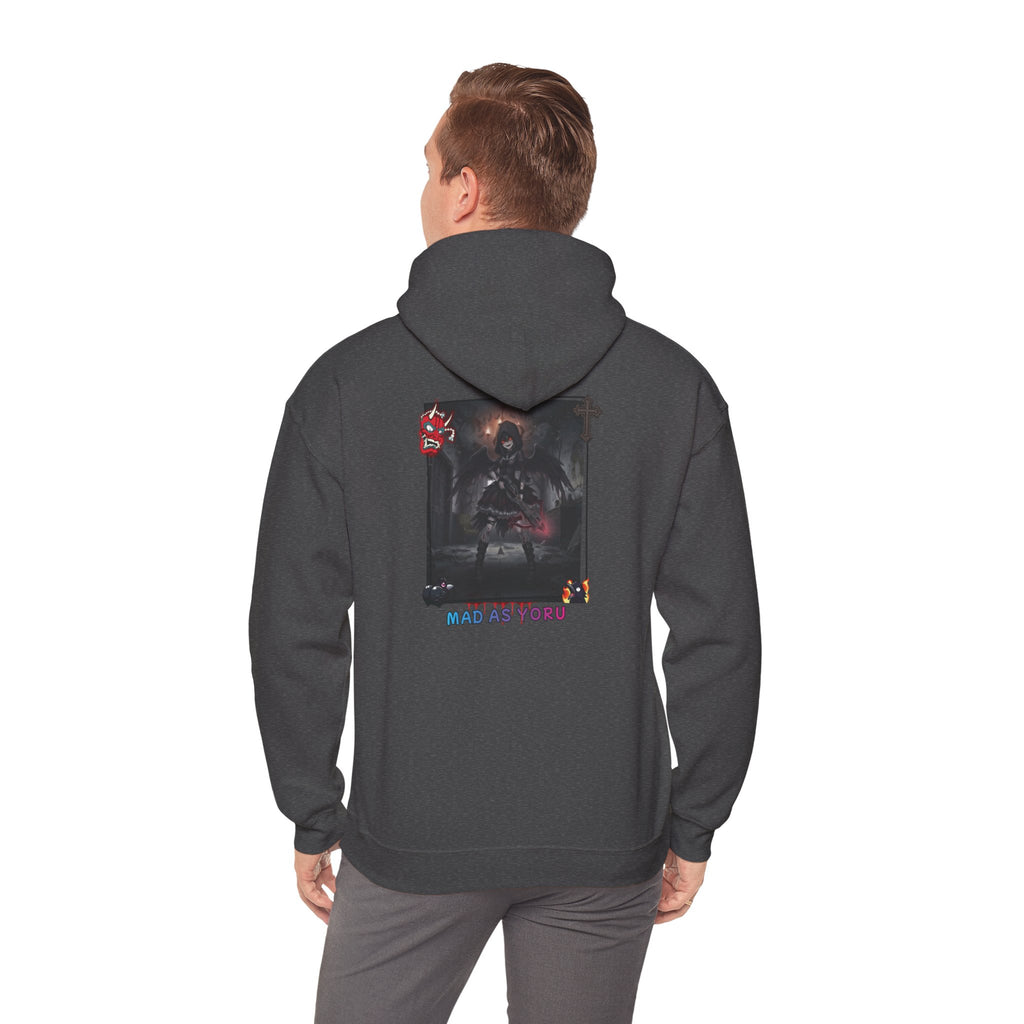 Sweat à Capuche Anime YORU avec un design de chasseuse de démons, style noir et gothique.