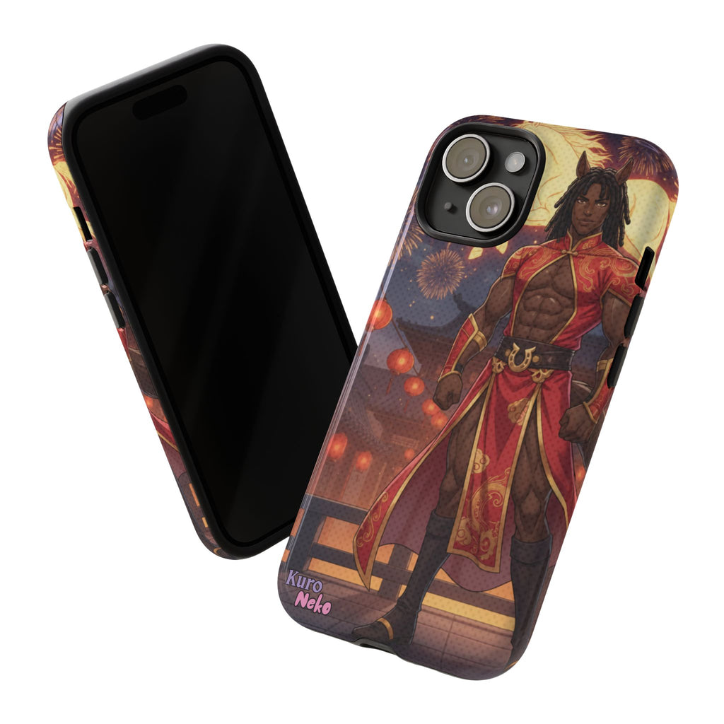 Coque téléphone RYO cheval zodiaque vue de profil épaisseur double couche polycarbonate TPU
