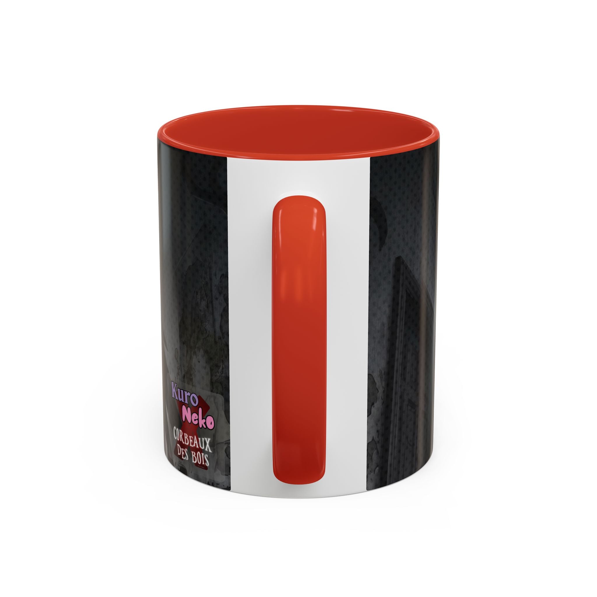 Mug Anime YORU avec design noir et rouge, représentant des corbeaux, parfait pour les fans d'anime.