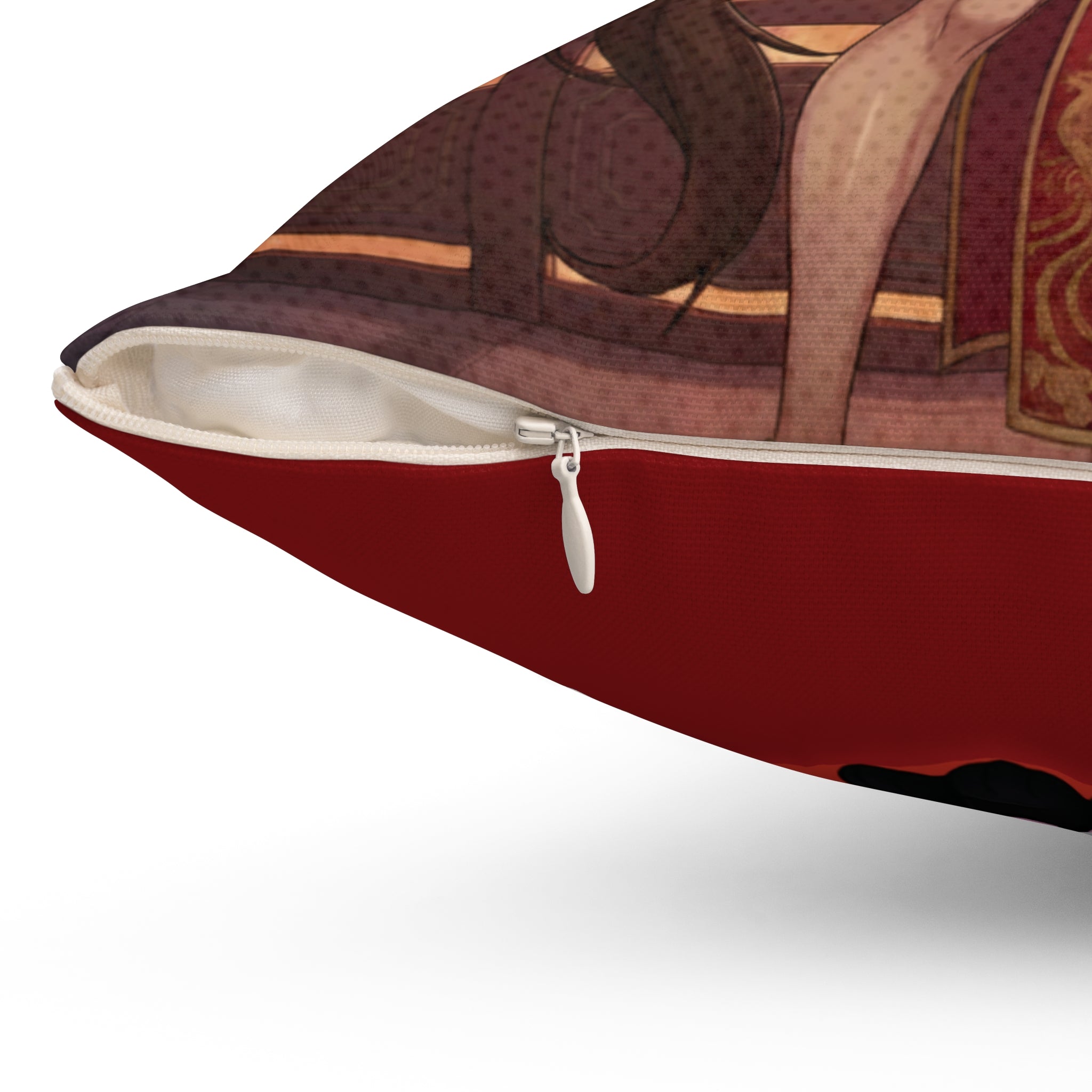 Détail du Coussin Carré Anime AKARI avec fermeture éclair, design inspiré de l'Akari et du zodiaque.